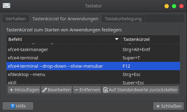 Terminal Drop down shortcut F12