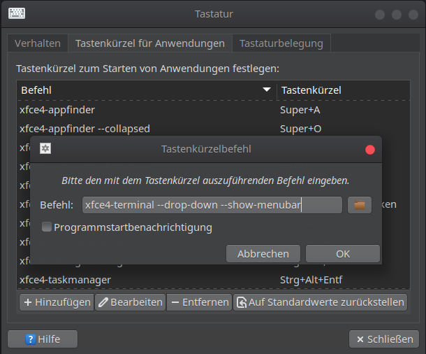 Terminal Drop down shortcut