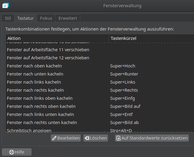 shortcuts tasten fensterverwaltung