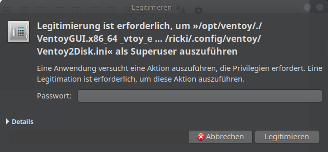 Legitimierung ventoy