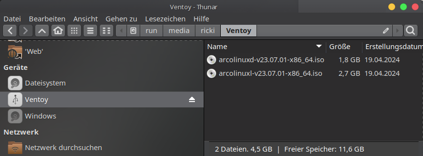 Ventoy Stick mit ISOs