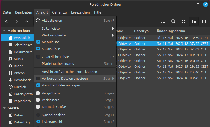 Verborgene Dateien anzeigen