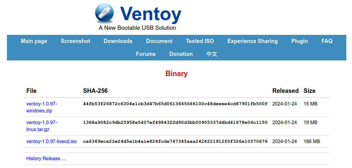 https://www.ventoy.net/en/download.html ventoy hashes