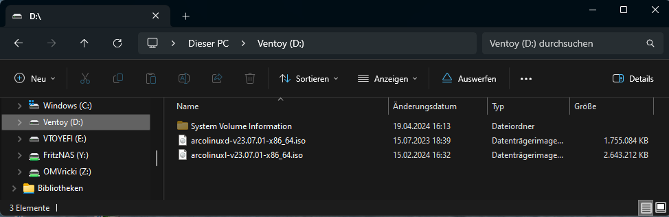 ventoy sticks mit ISOs